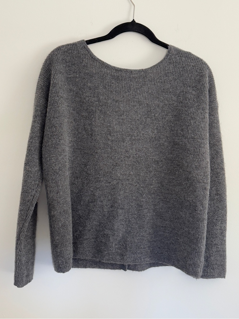 Sézane Barry Charcoal Gray Mohair Alpaca Cardigan Sweater - Picture 9 of 11